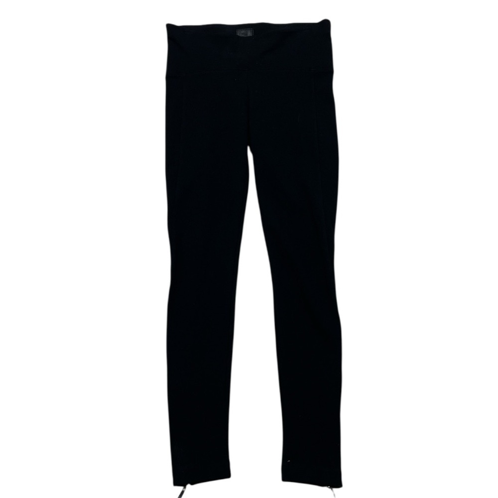 Black High-Waisted Leggings Zipper Ankles Size Small Made in USA